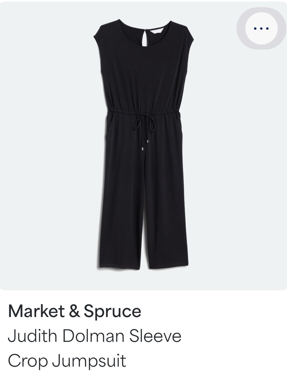 Market & Spruce Black Judith Dolman Crop Jumpsuit with Drawstring Waist